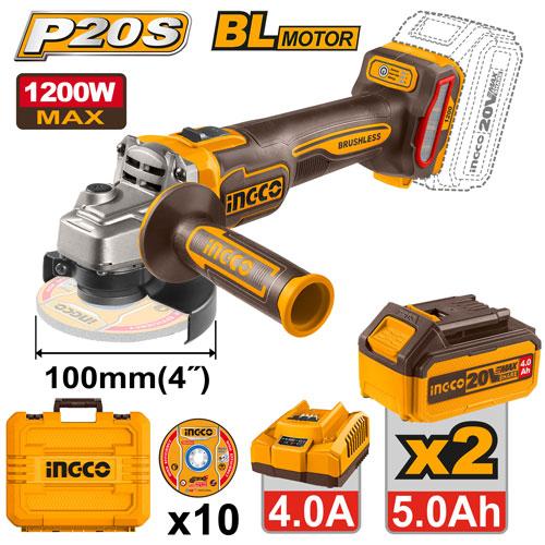 Ingco 20V 1200W 100mm Cordless Angle Grinder | CAGLI2210032 Ingco